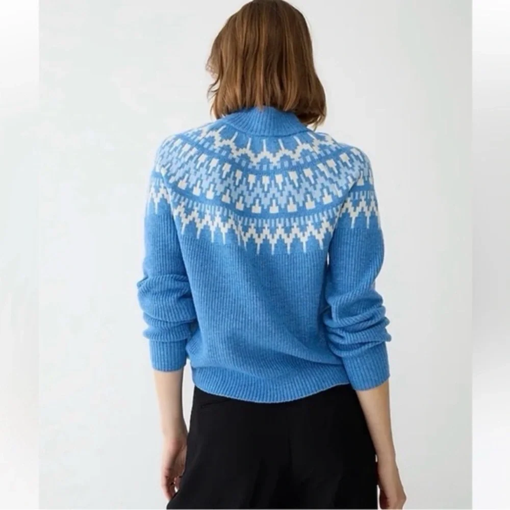 J.‎ Crew | Women's Lambs Wool Academia Fair Isle Mockneck Pullover Sweater small